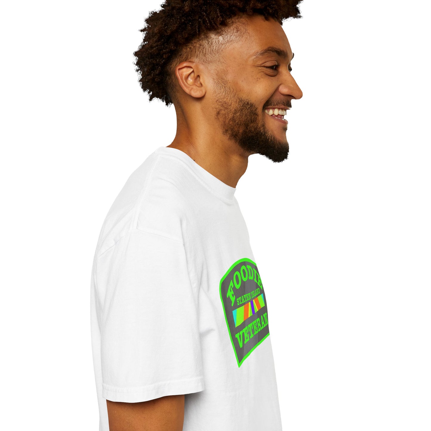 L.O.E.F Foodie Veteran STATEN ISLAND Unisex Tee Shirt (Neon Green)