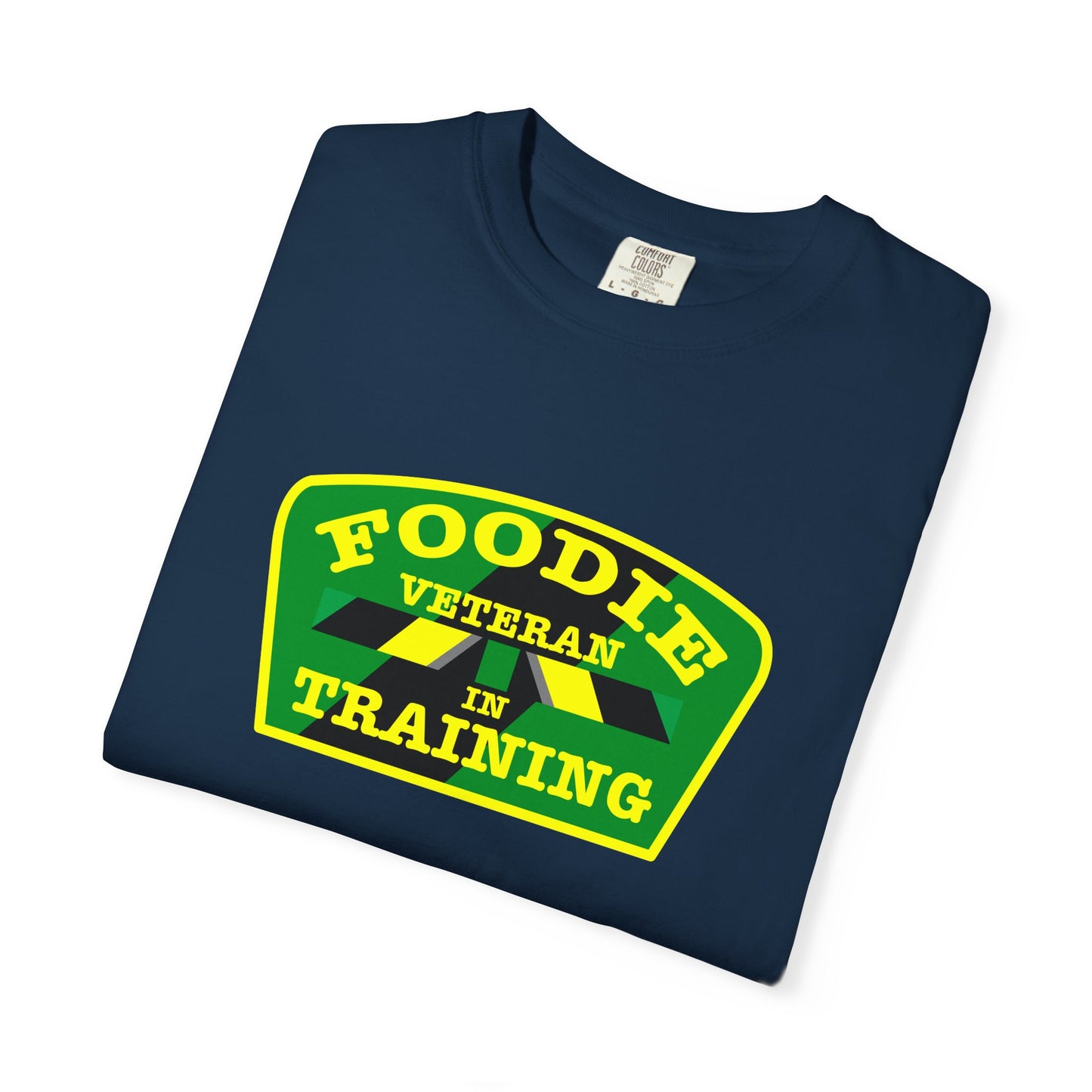 L.O.E.F Foodie Veteran IN TRAINING Unisex Tee Shirt (Yellow and Green)