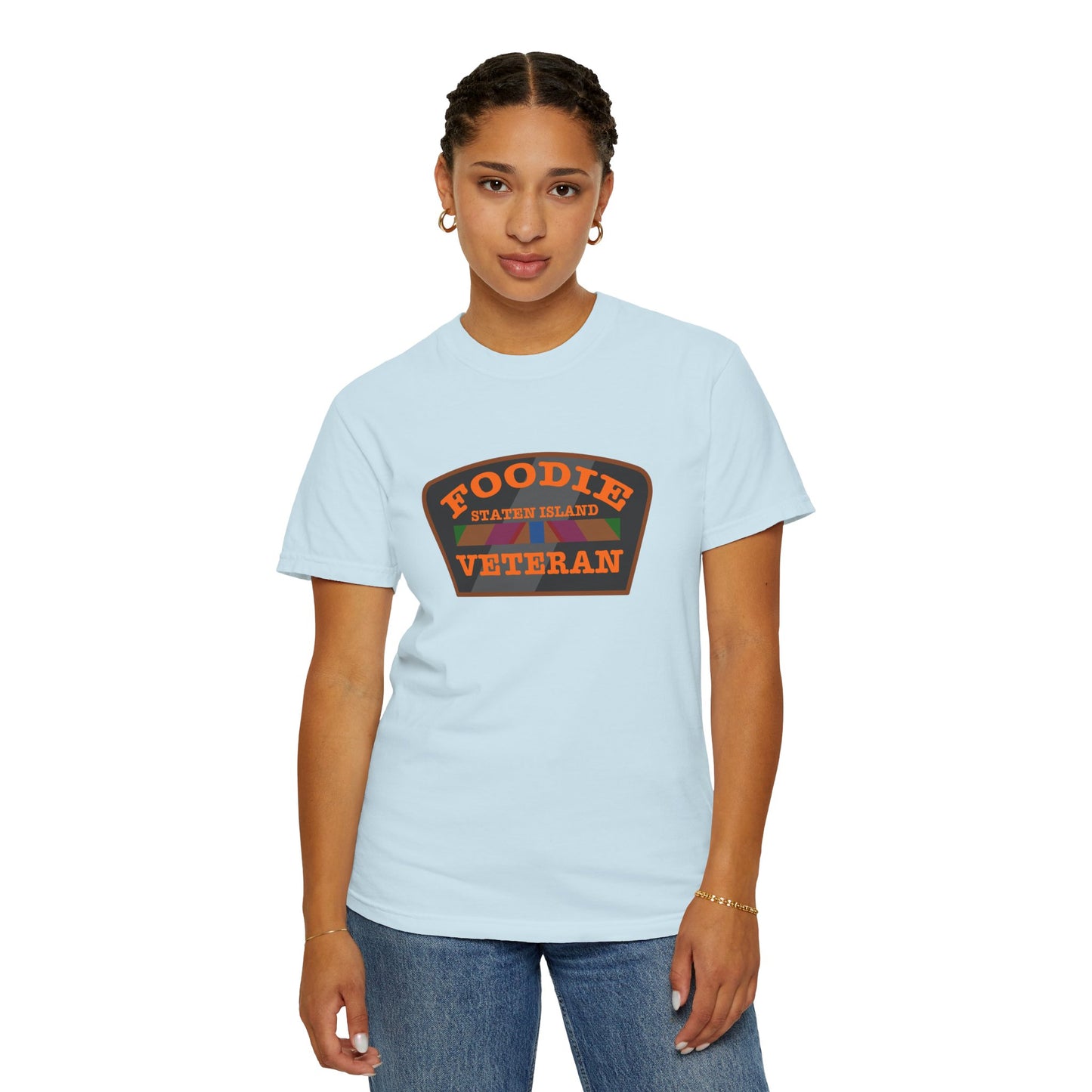 L.O.E.F Foodie Veteran STATEN ISLAND Unisex Tee Shirt (Orange)