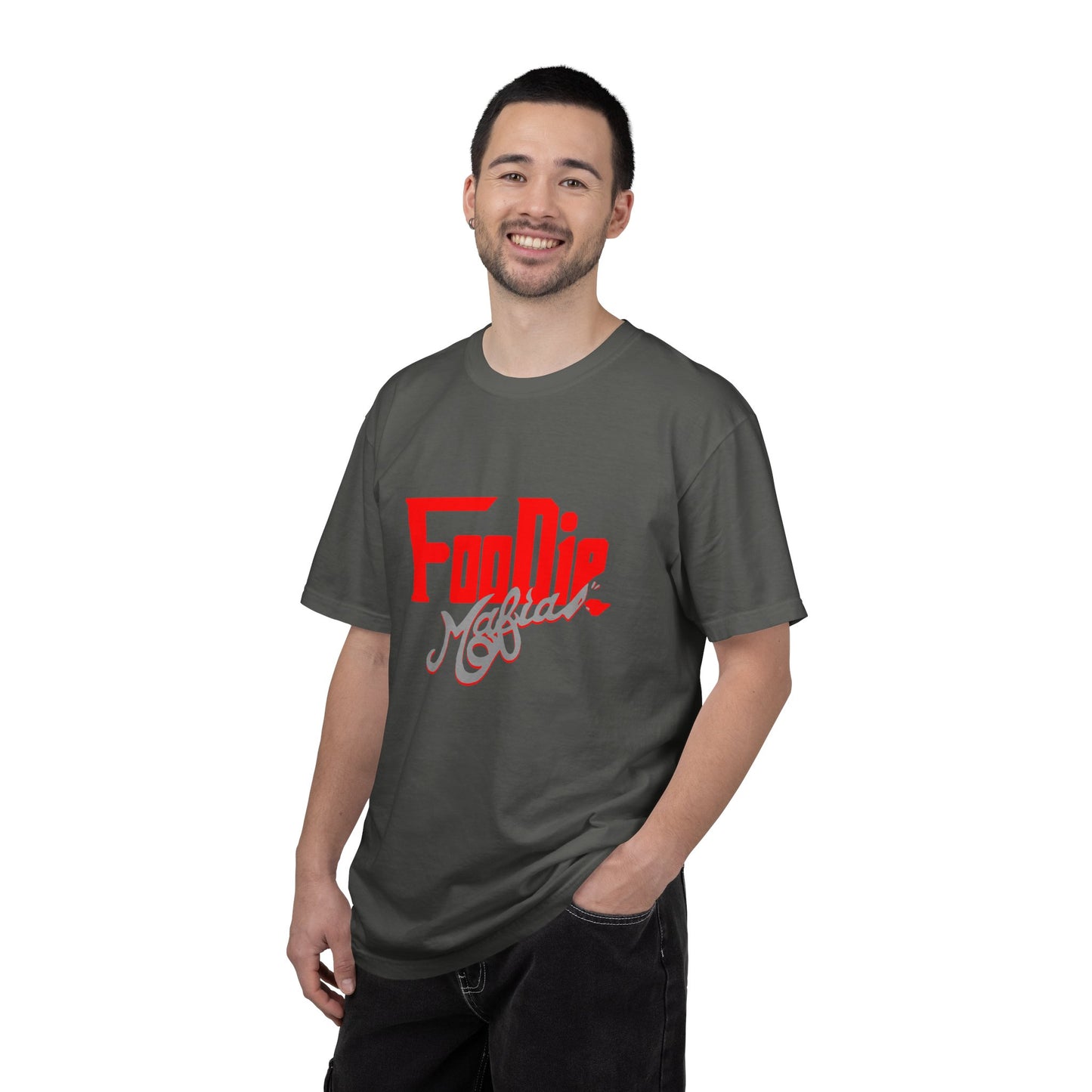 L.O.E.F Red Foodie Mafia Unisex Tee Shirt (Metallic Grey)