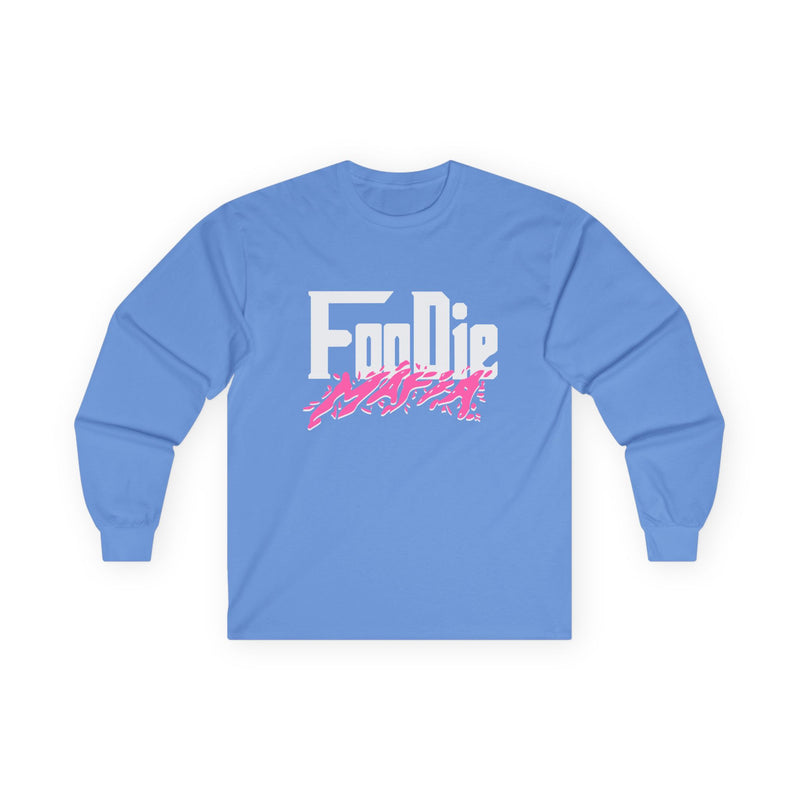 L.O.E.F White Foodie Mafia Unisex Long Sleeve Tee (Hot Pink)