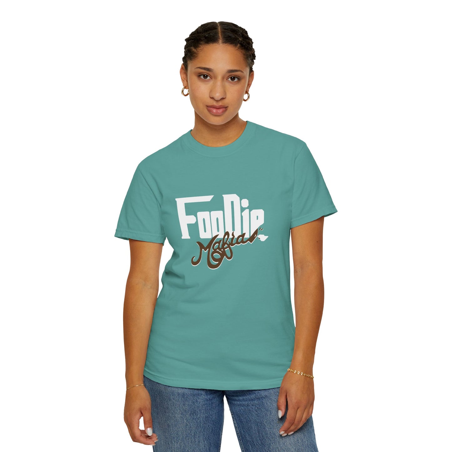 L.O.E.F White Foodie Mafia Unisex Tee shirt (Dark Brown)