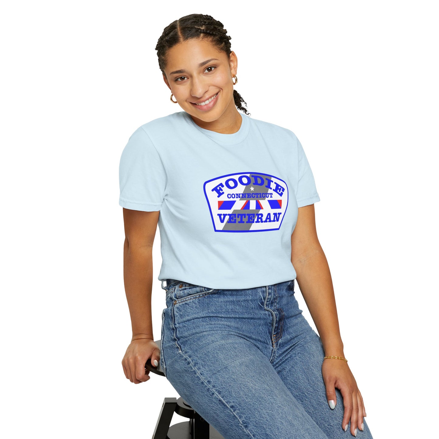 L.O.E.F Foodie Veteran CONNECTICUT Unisex Tee Shirt (Blue)