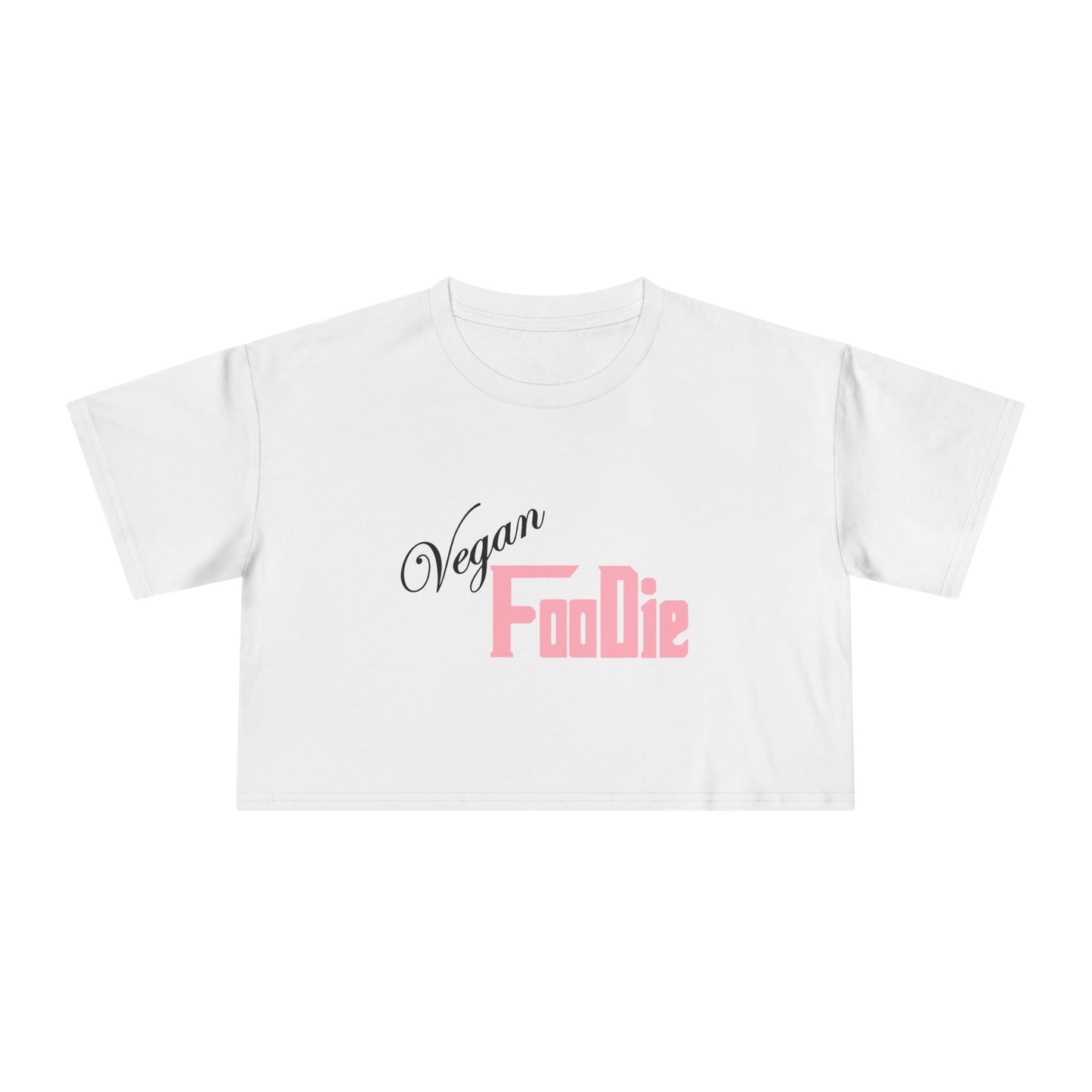 L.O.E.F Women Vegan Foodie Crop Tee (Soft Pink)