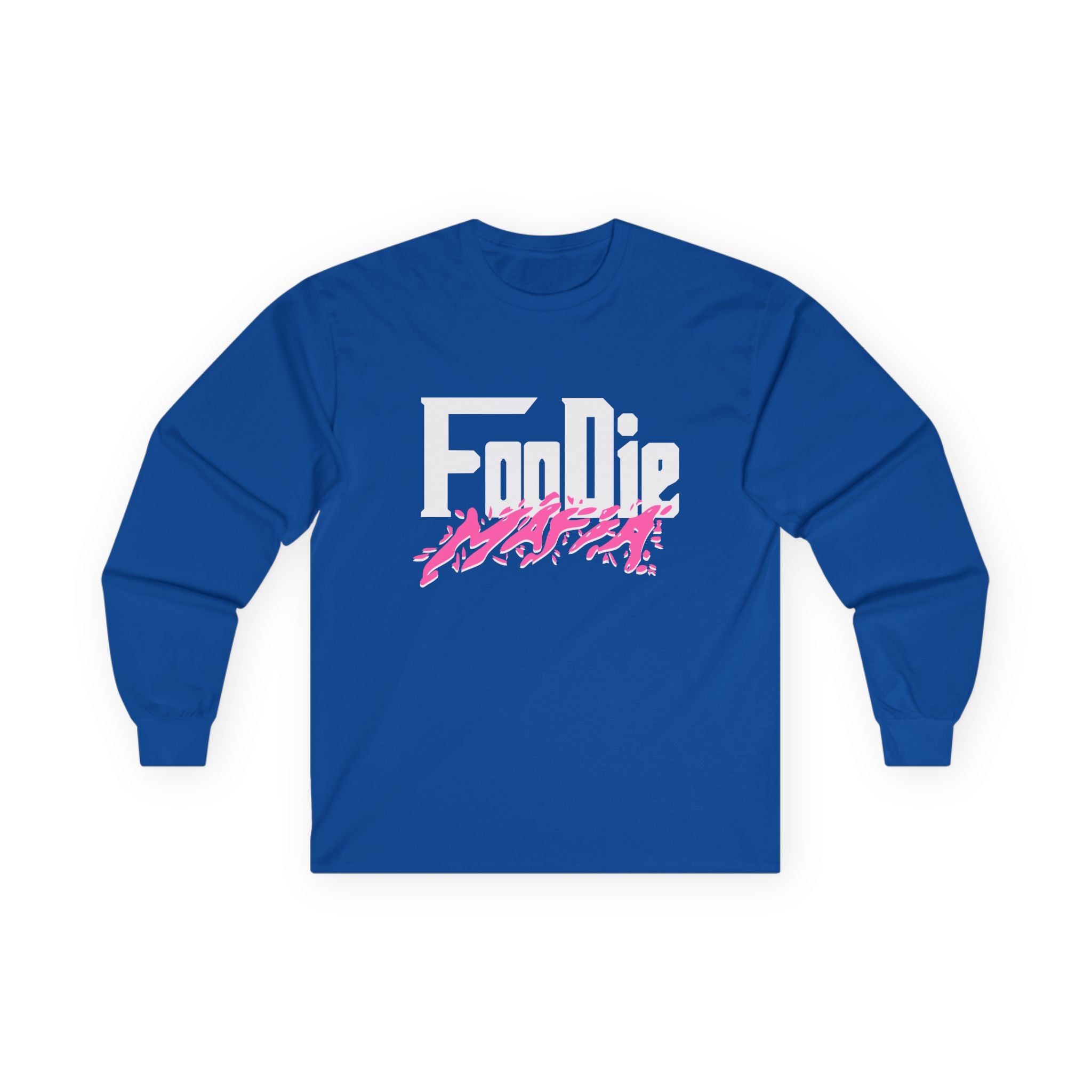 L.O.E.F White Foodie Mafia Unisex Long Sleeve Tee (Hot Pink)