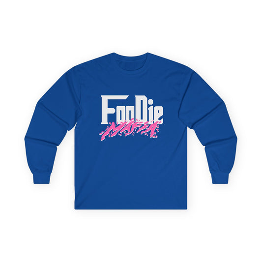 L.O.E.F White Foodie Mafia Unisex Long Sleeve Tee (Hot Pink)