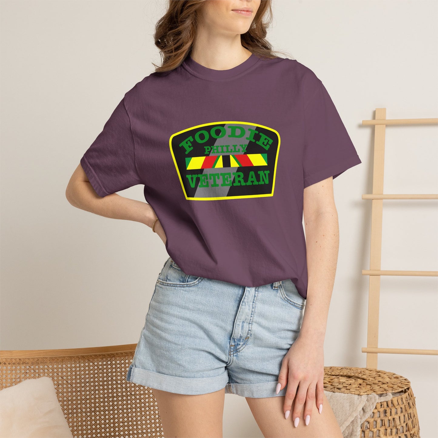 L.O.E.F Foodie Veteran PHILLY Unisex Tee Shirt (Green)