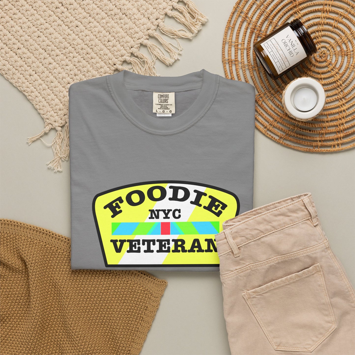 L.O.E.F Foodie Veteran NYC Unisex Tee Shirt (Yellow and Black)