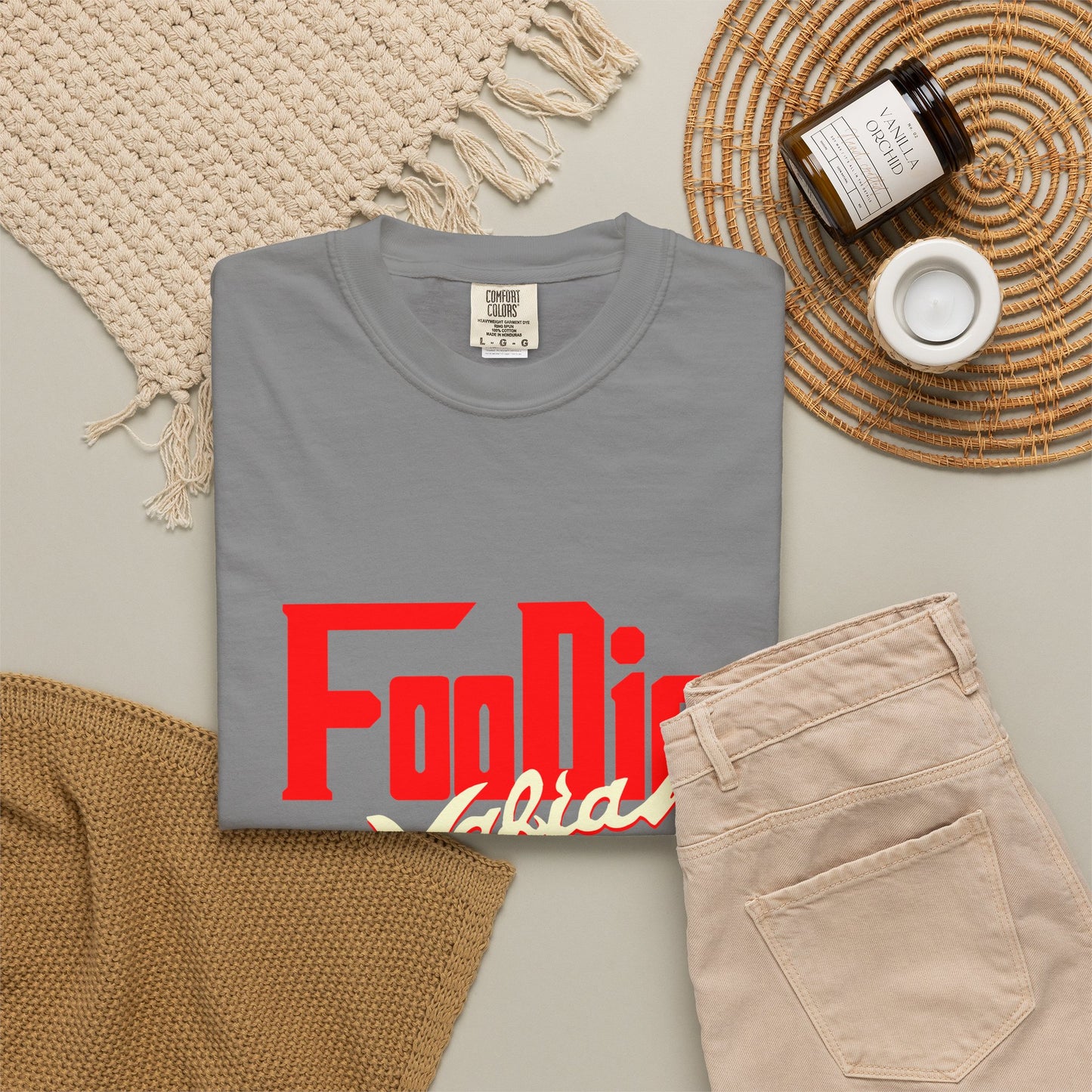 L.O.E.F Red Foodie Mafia Unisex Tee Shirt (Cream)