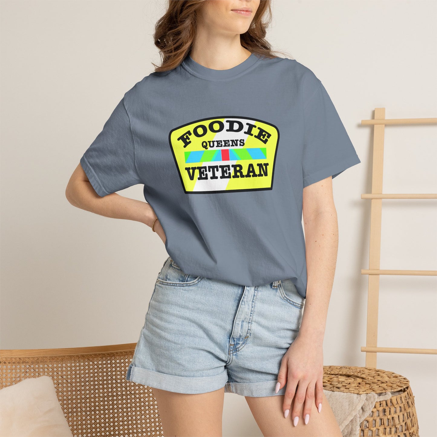 L.O.E.F Foodie Veteran QUEENS Unisex Tee Shirt (Yellow and Black)