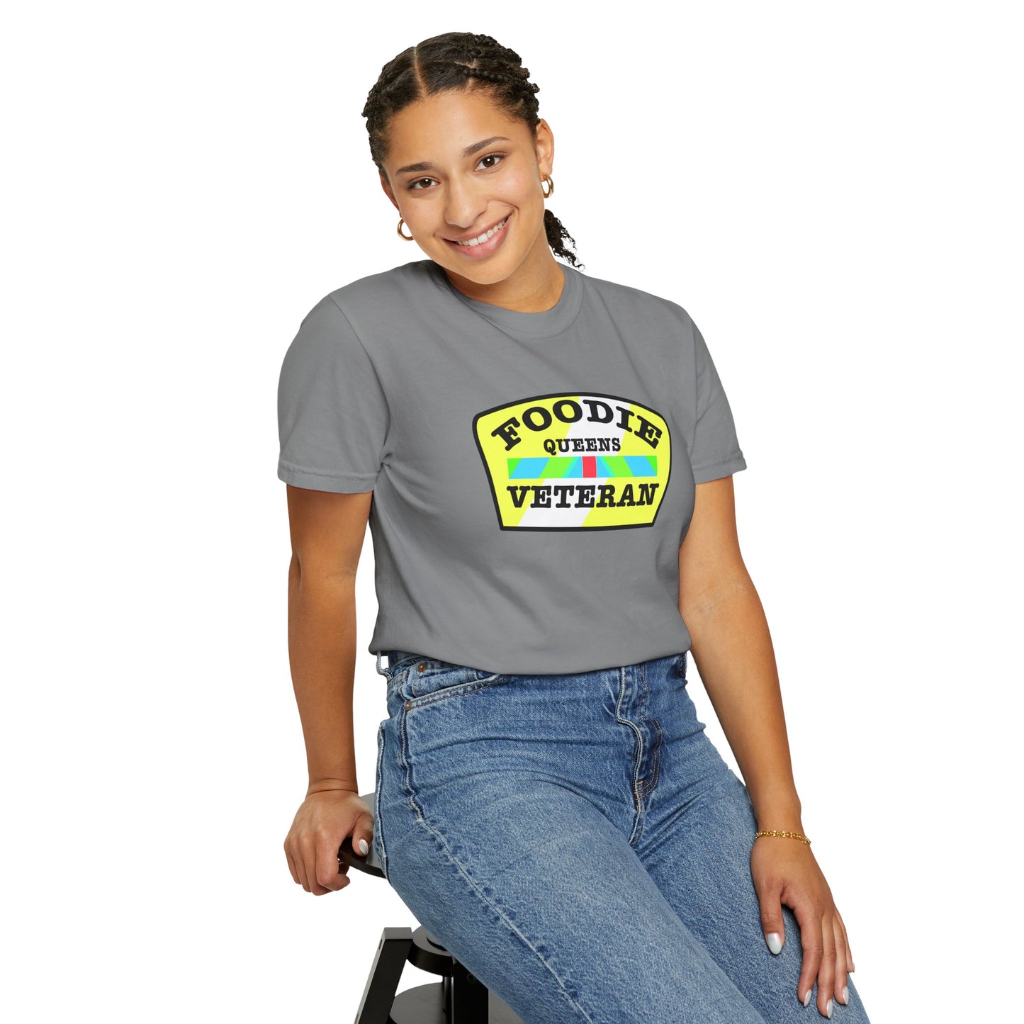 L.O.E.F Foodie Veteran QUEENS Unisex Tee Shirt (Yellow and Black)