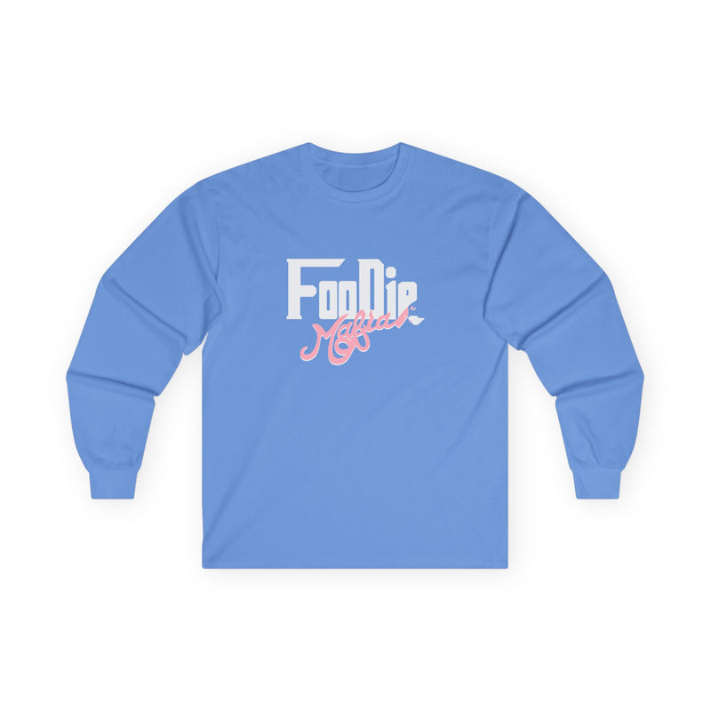 L.O.E.F White Foodie Mafia Unisex Long Sleeve Tee (Soft Pink)
