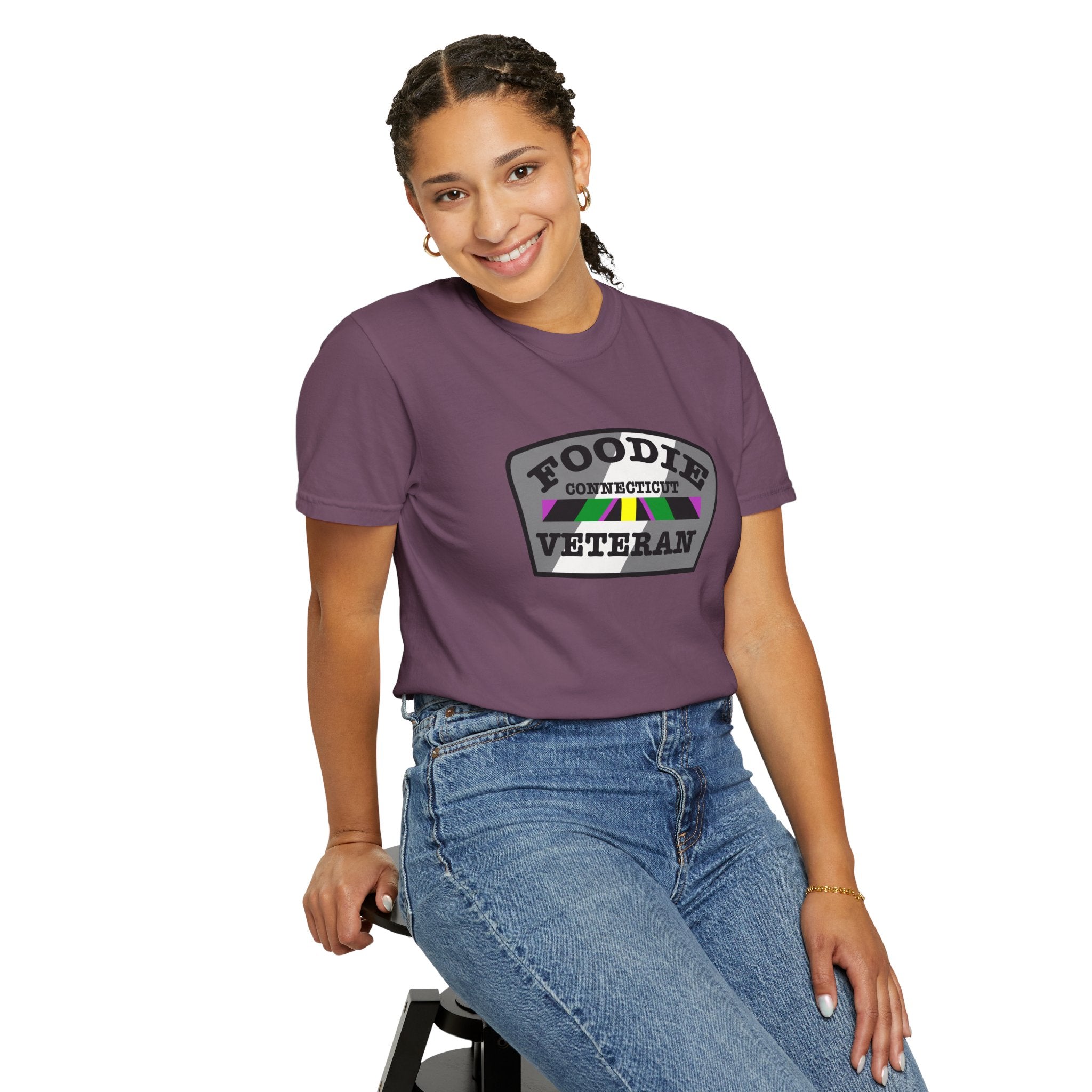 L.O.E.F Foodie Veteran CONNECTICUT Unisex Tee Shirt (Black)