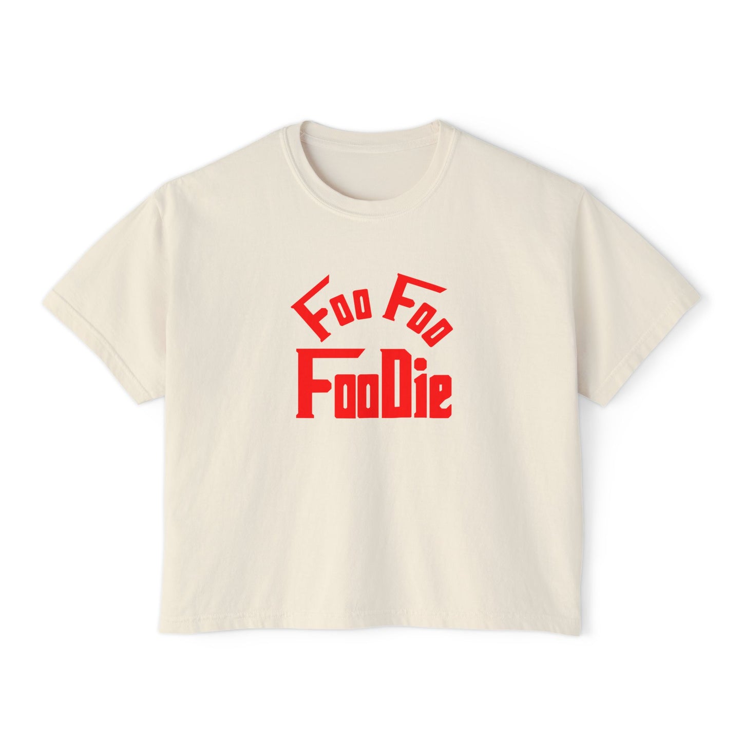L.O.E.F FOO FOO FOODIE Women Boxy Tee(Fiery Red)