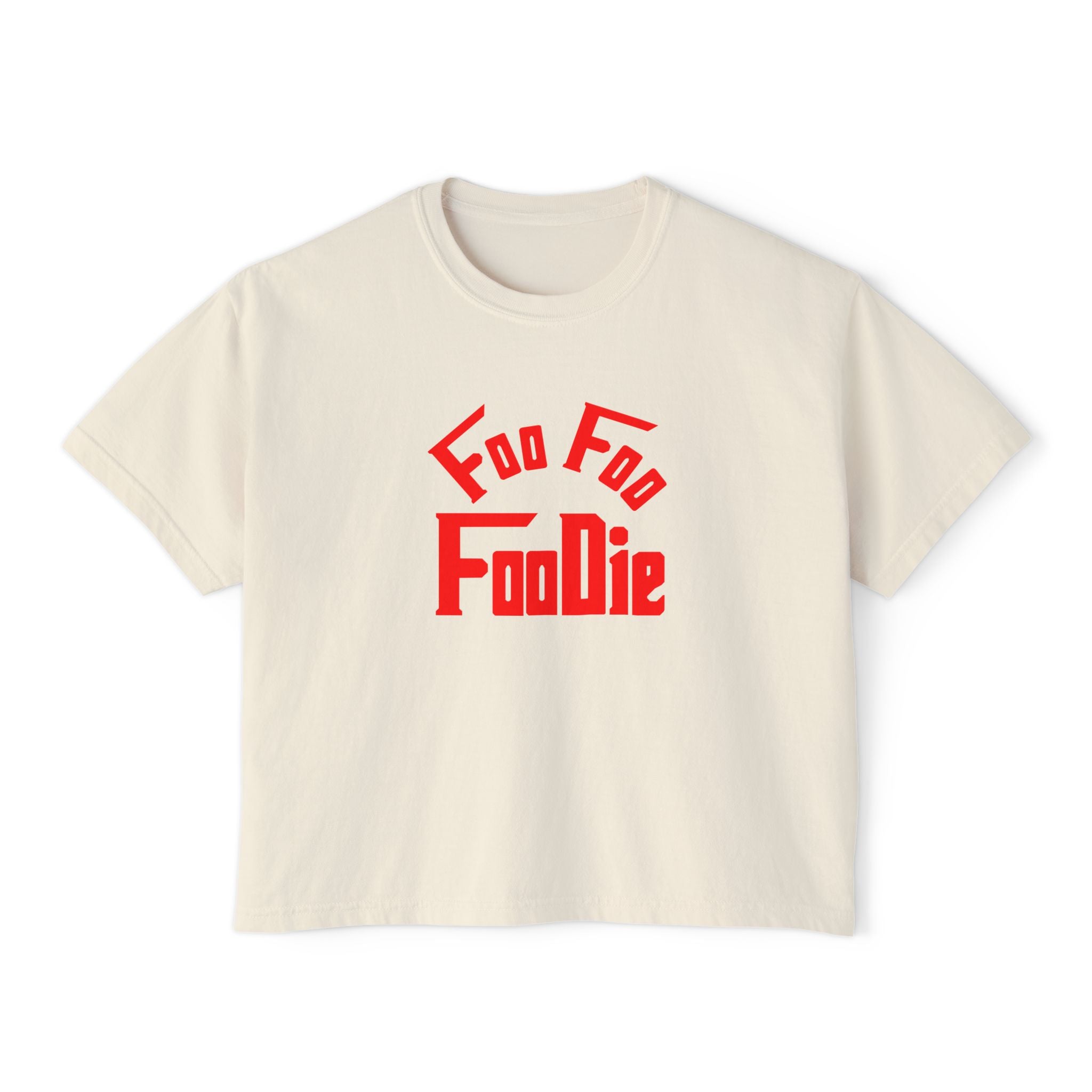 L.O.E.F FOO FOO FOODIE Women Boxy Tee(Fiery Red)