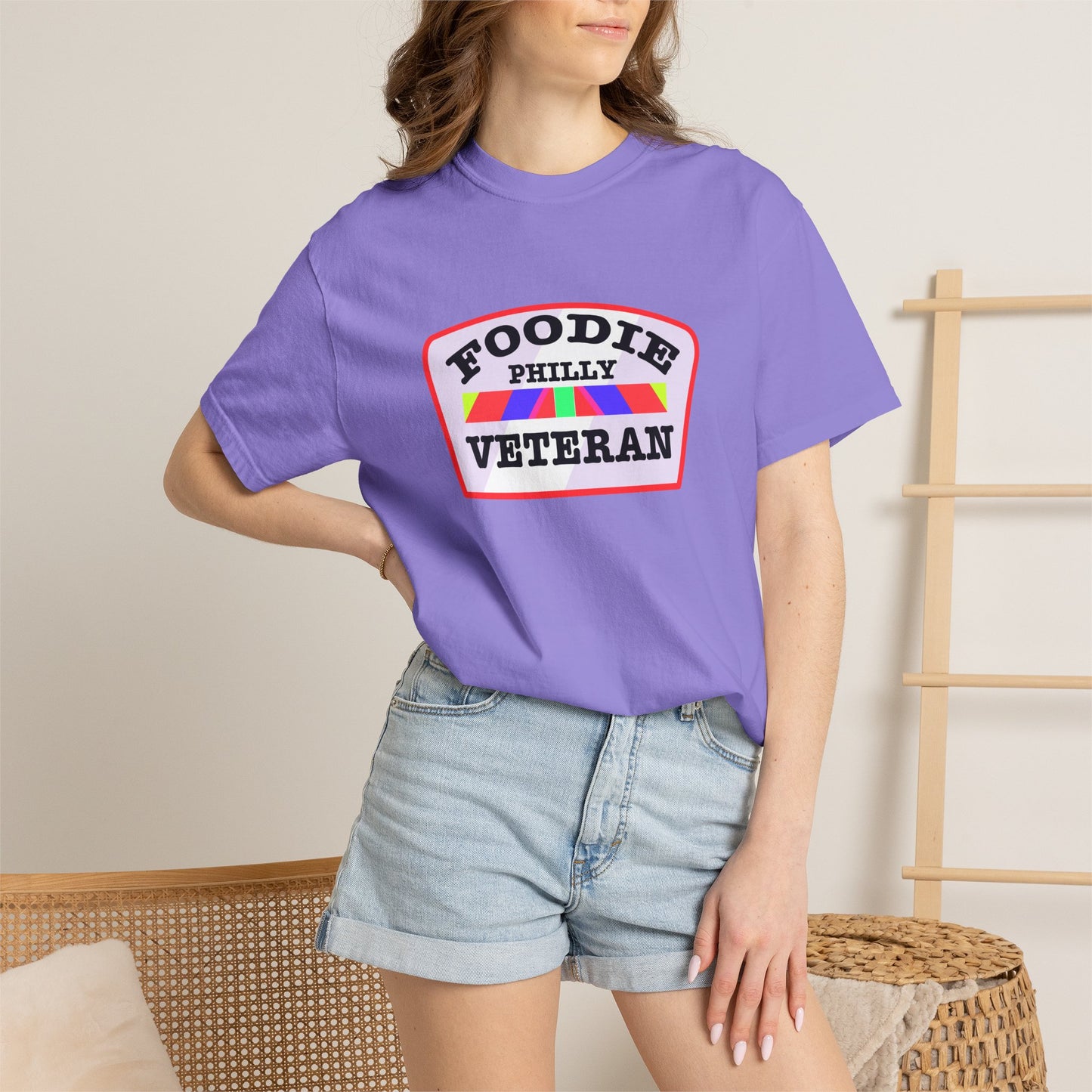 L.O.E.F Foodie Veteran PHILLY Unisex Tee Shirt (Soft Pink)
