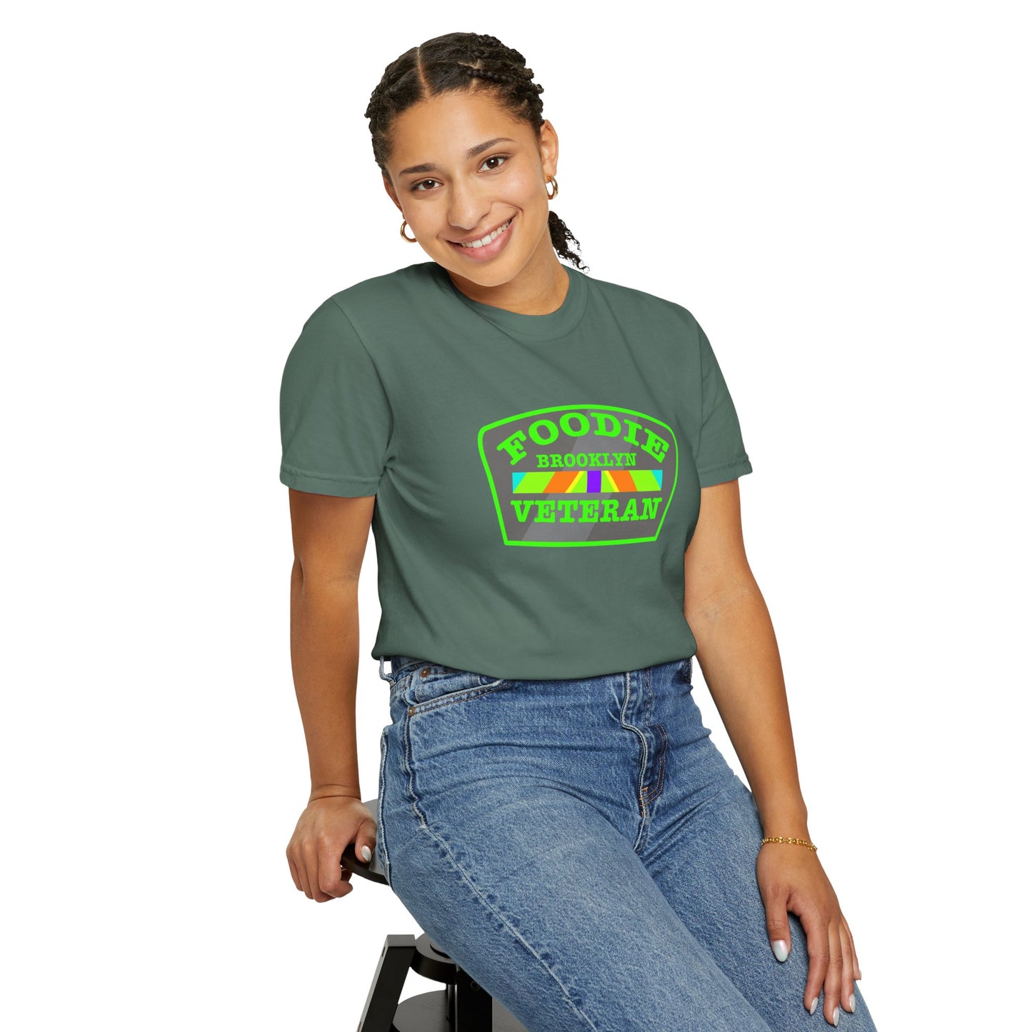 L.O.E.F Foodie Veteran BROOKLYN Unisex Tee Shirt (Neon Green)