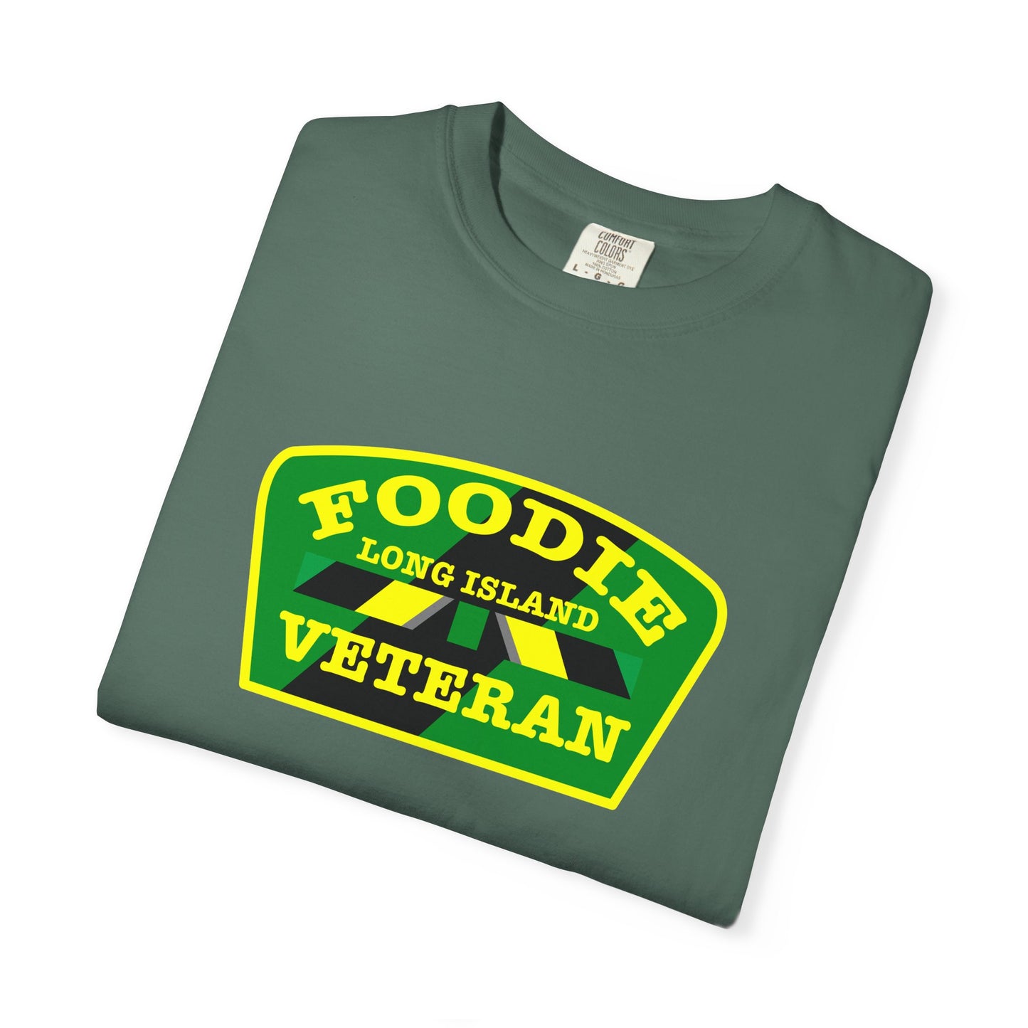 L.O.E.F Foodie Veteran Long Island Unisex Tee Shirt (Yellow and Green)