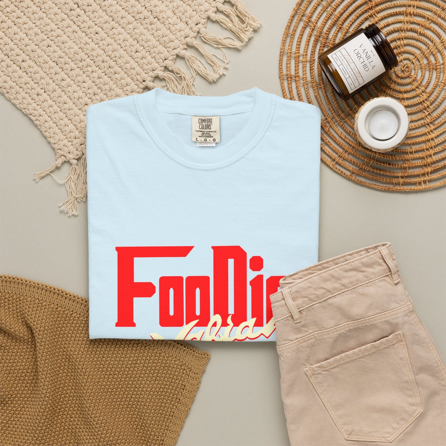 L.O.E.F Red Foodie Mafia Unisex Tee Shirt (Cream)