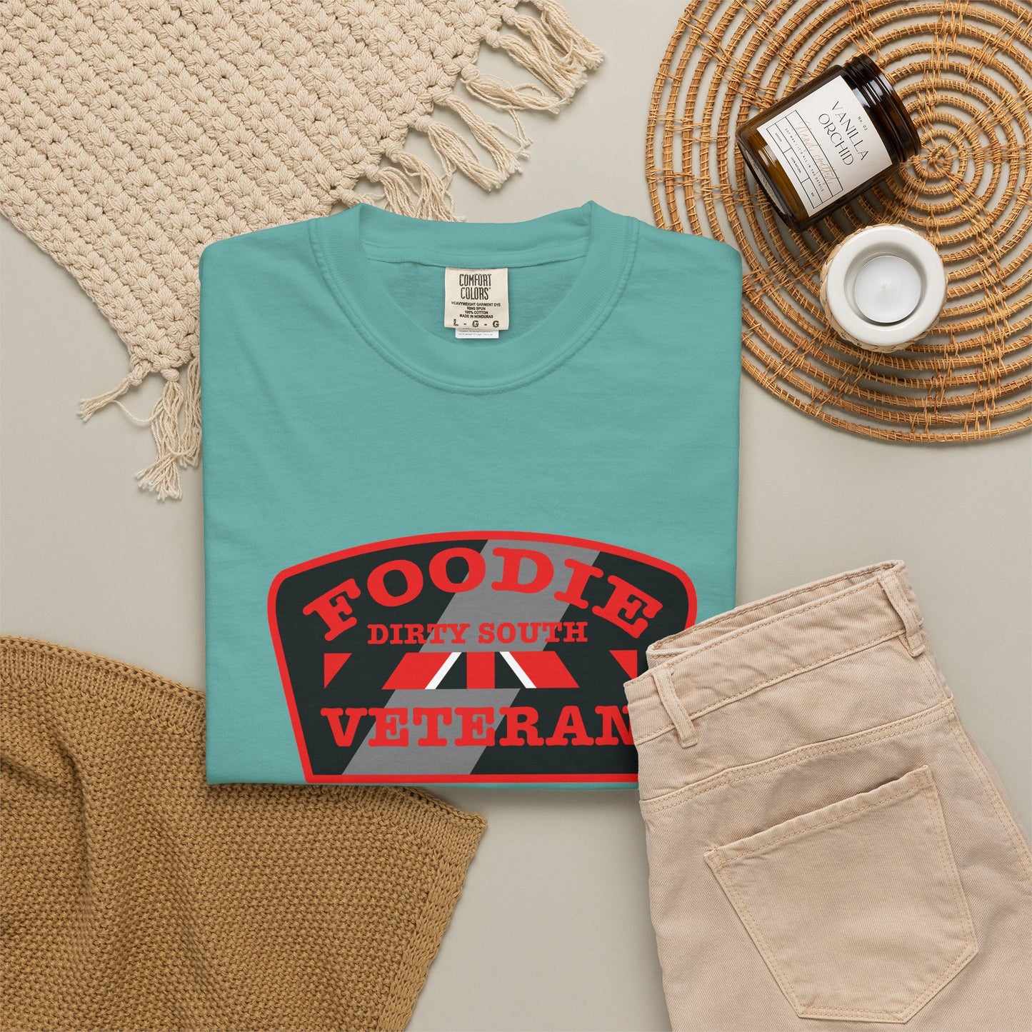 L.O.E.F Foodie Veteran DIRTY SOUTH Unisex Tee Shirt (Red)