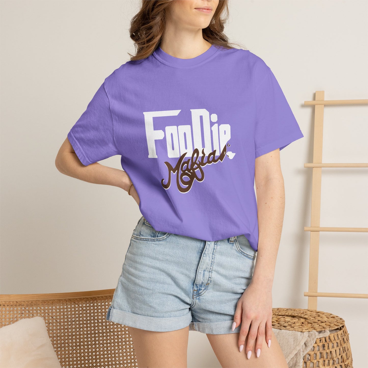 L.O.E.F White Foodie Mafia Unisex Tee shirt (Dark Brown)