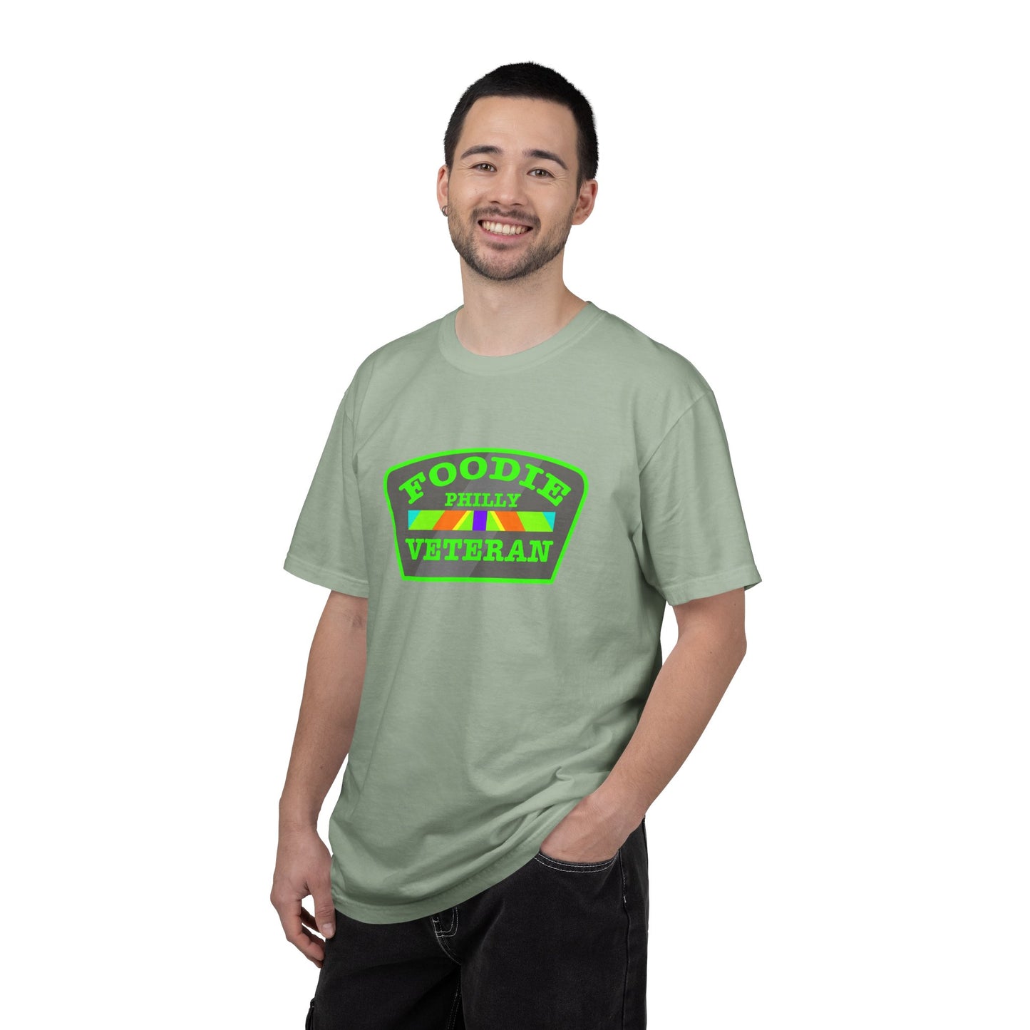 L.O.E.F Foodie Veteran PHILLY Unisex Tee Shirt (Neon Green)