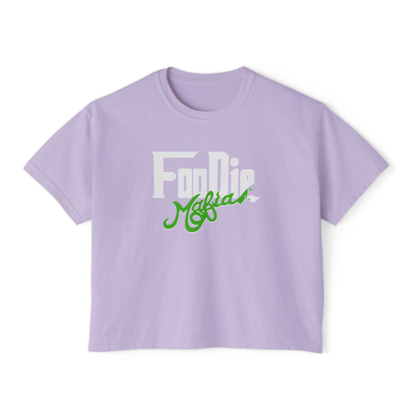 L.O.E.F White Foodie Mafia Women Boxy Tee (Kelly Green)