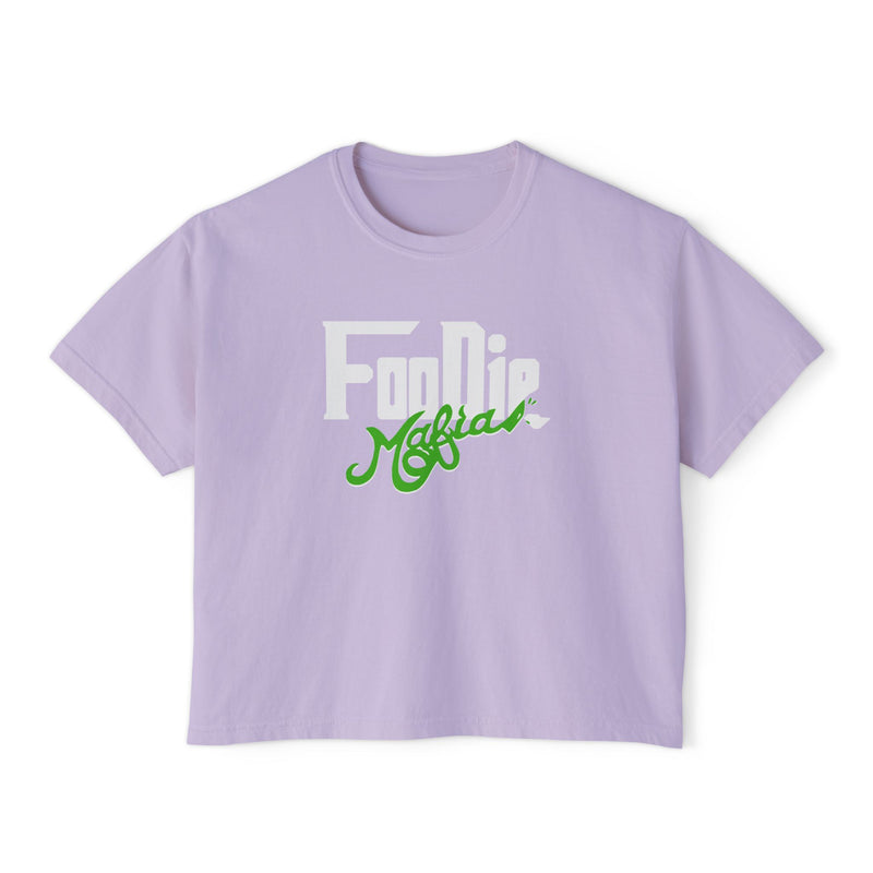 L.O.E.F White Foodie Mafia Women Boxy Tee (Kelly Green)