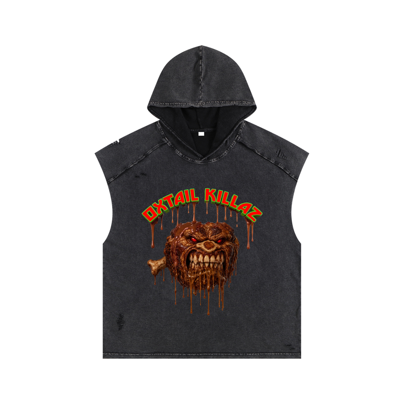 L.O.E.F. Life Oxtail Killaz Snow Washed Boxy Hooded Tank Top
