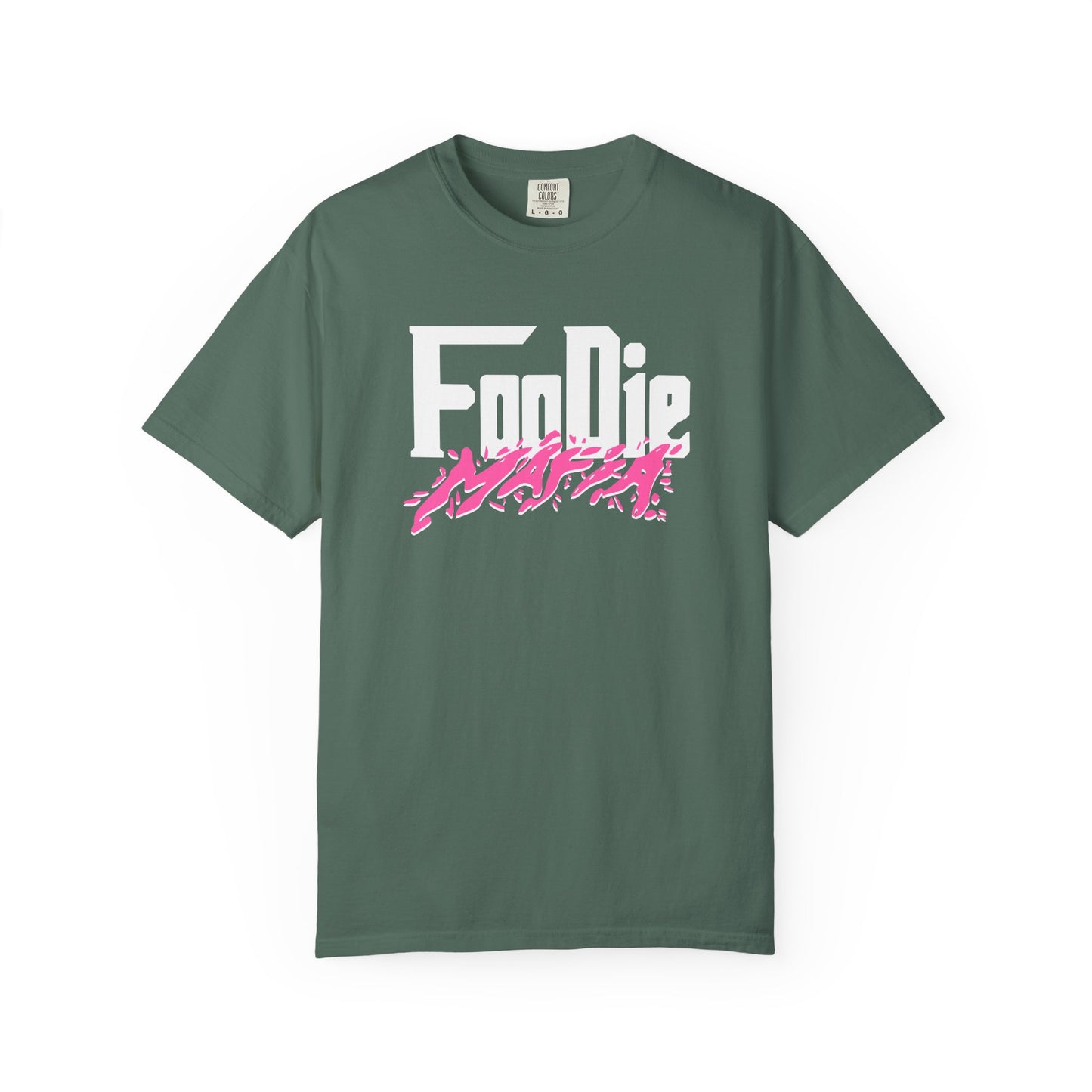 L.O.E.F White Foodie Mafia Unisex Tee Shirt (Hot Pink)