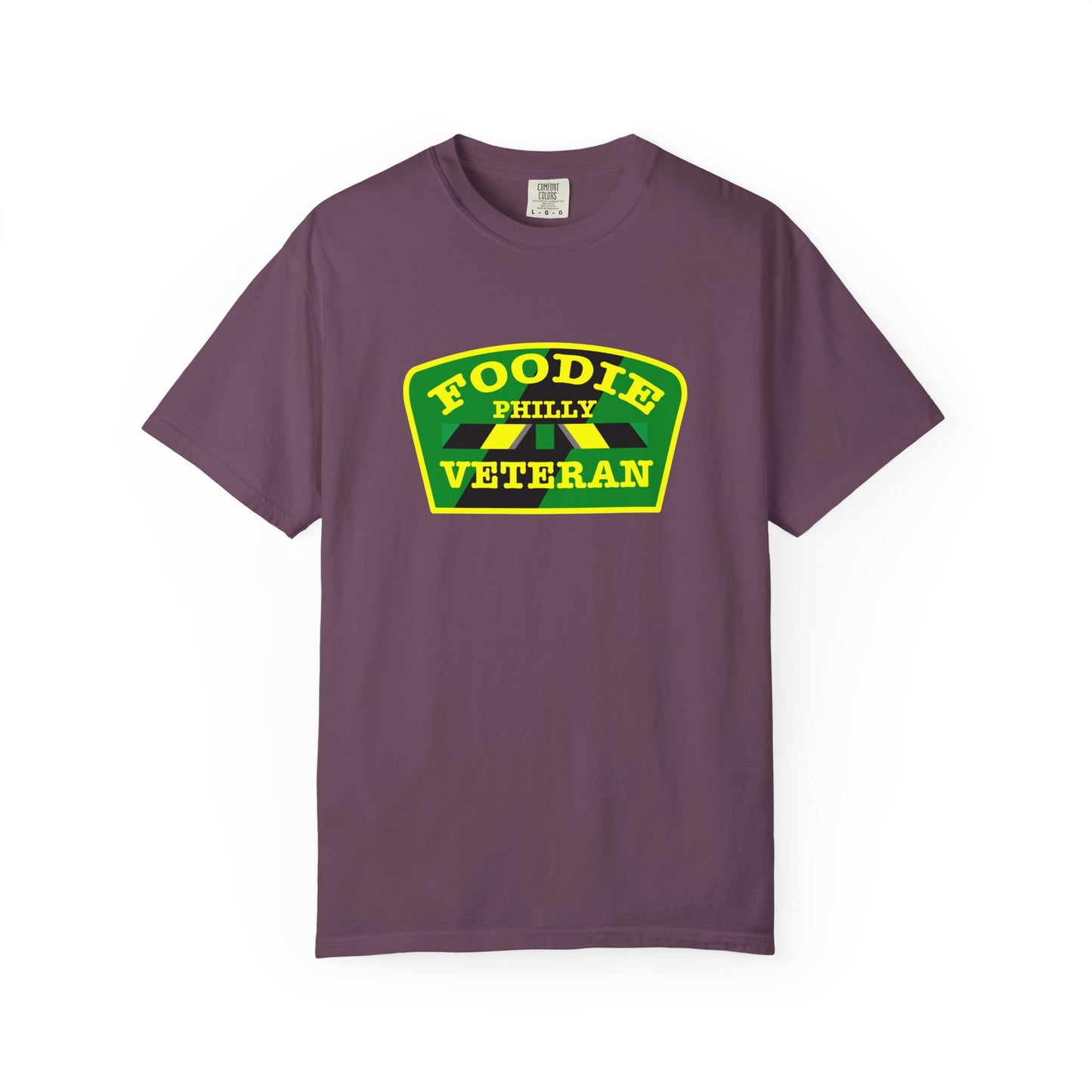 L.O.E.F Foodie Veteran PHILLY Unisex Tee Shirt (Yellow and Green)
