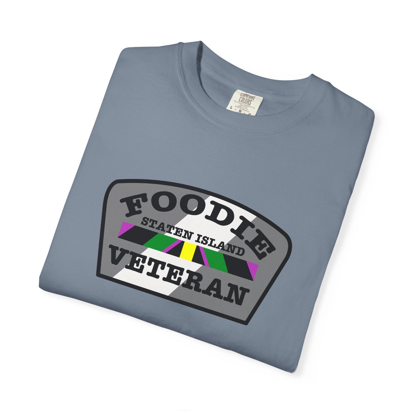 L.O.E.F Foodie Veteran STATEN ISLAND Unisex Tee Shirt (Gray)