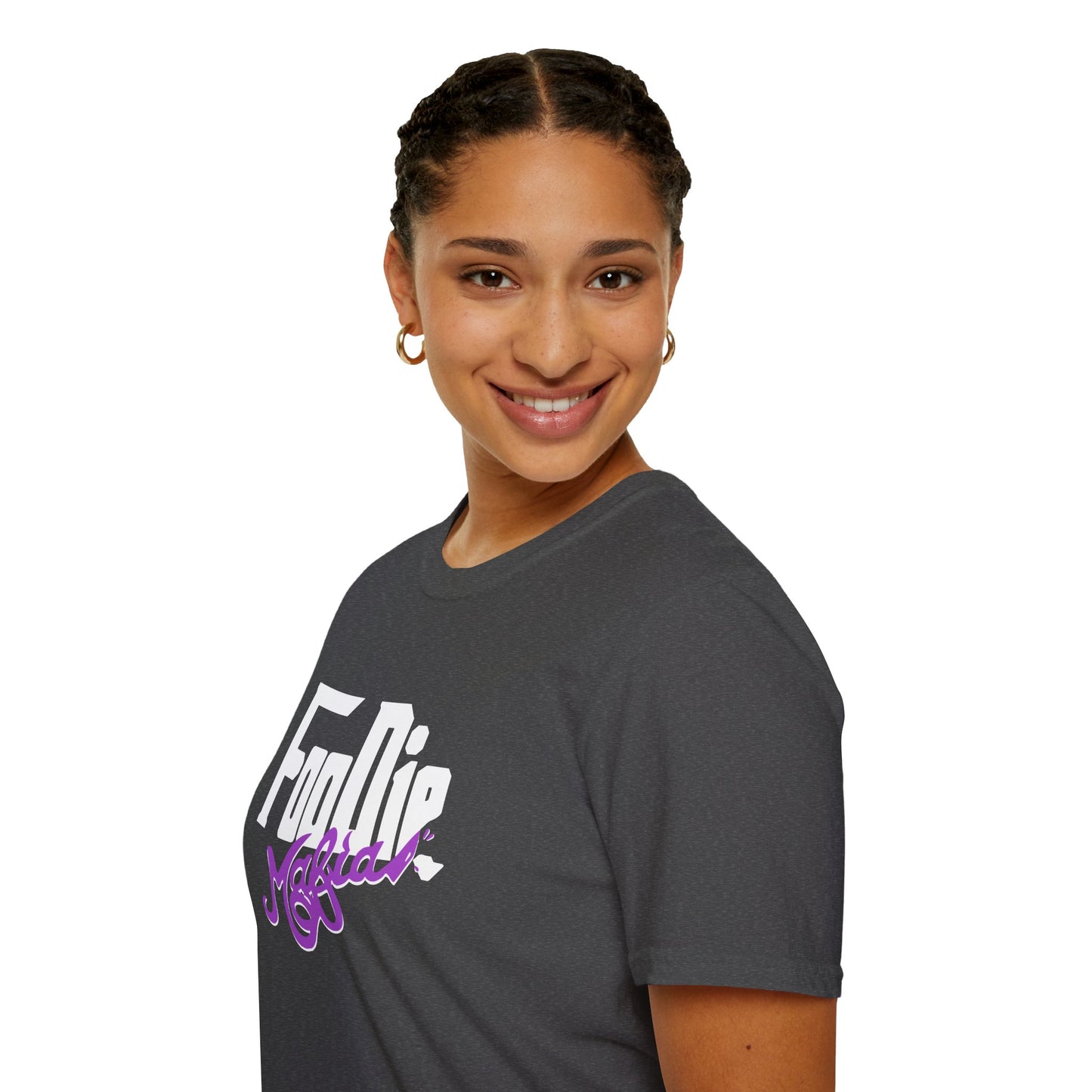 L.O.E.F White Foodie Mafia Unisex Tee Shirt  (Purple)
