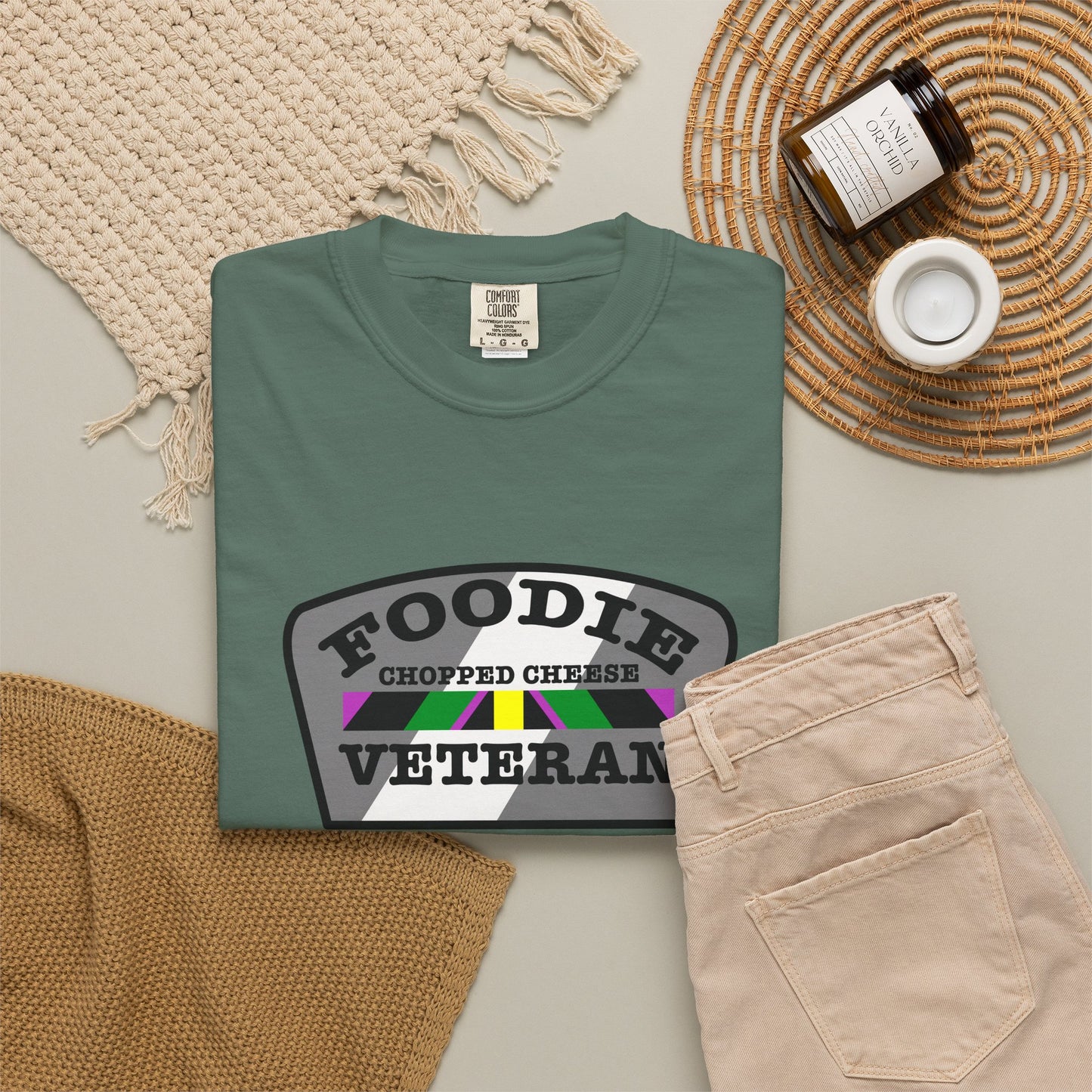 L.O.E.F Foodie Veteran Chopped Cheese Unisex Tee Shirt (Gray)