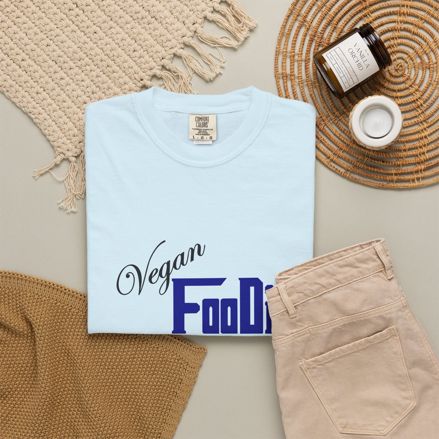 L.O.E.F Unisex Vegan Foodie Tee Shirt (Dark Blue)