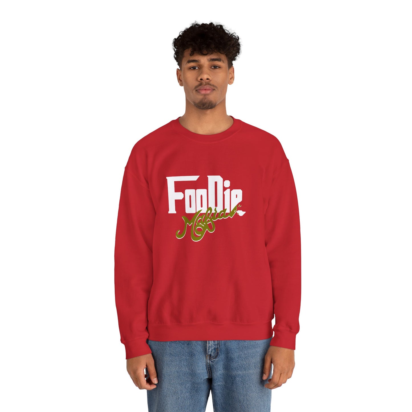 L.O.E.F White Foodie Mafia Unisex Sweatshirt (Olive)