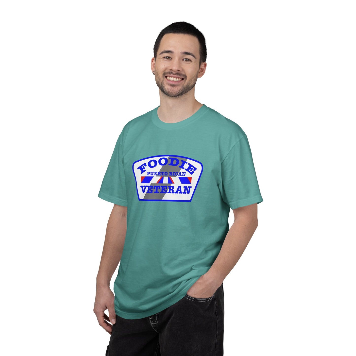 L.O.E.F Foodie Veteran Puerto Rican Unisex Tee Shirt (Blue)