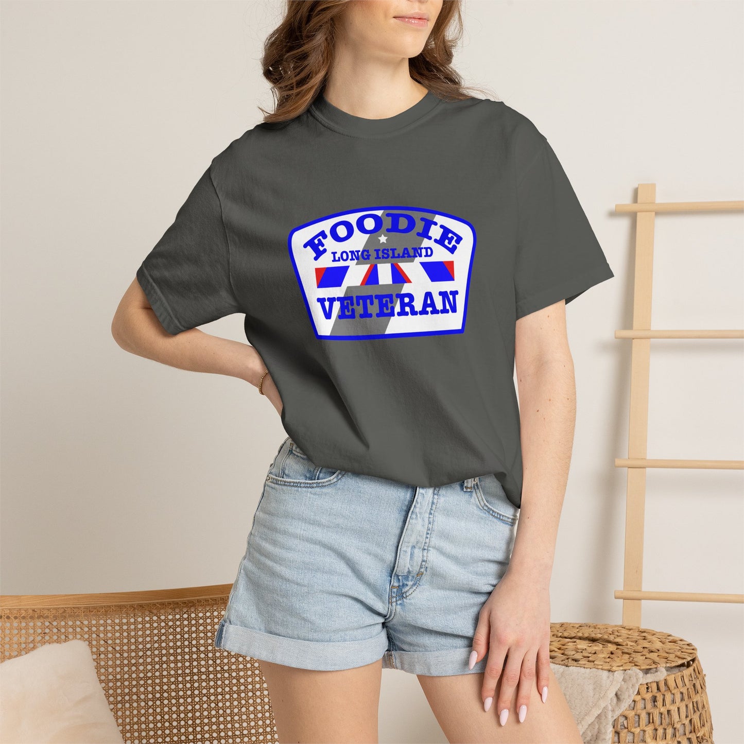 L.O.E.F Foodie Veteran Long Island Unisex Tee Shirt (Blue)