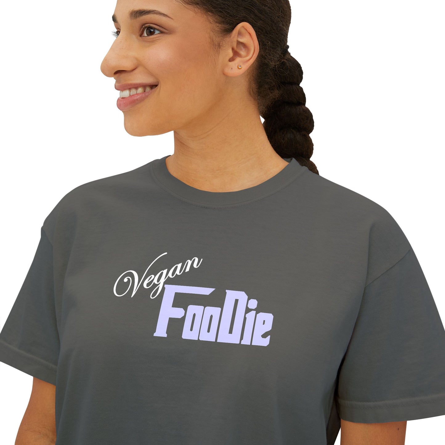 L.O.E.F Women Vegan Foodie Boxy Tee (Lavender)