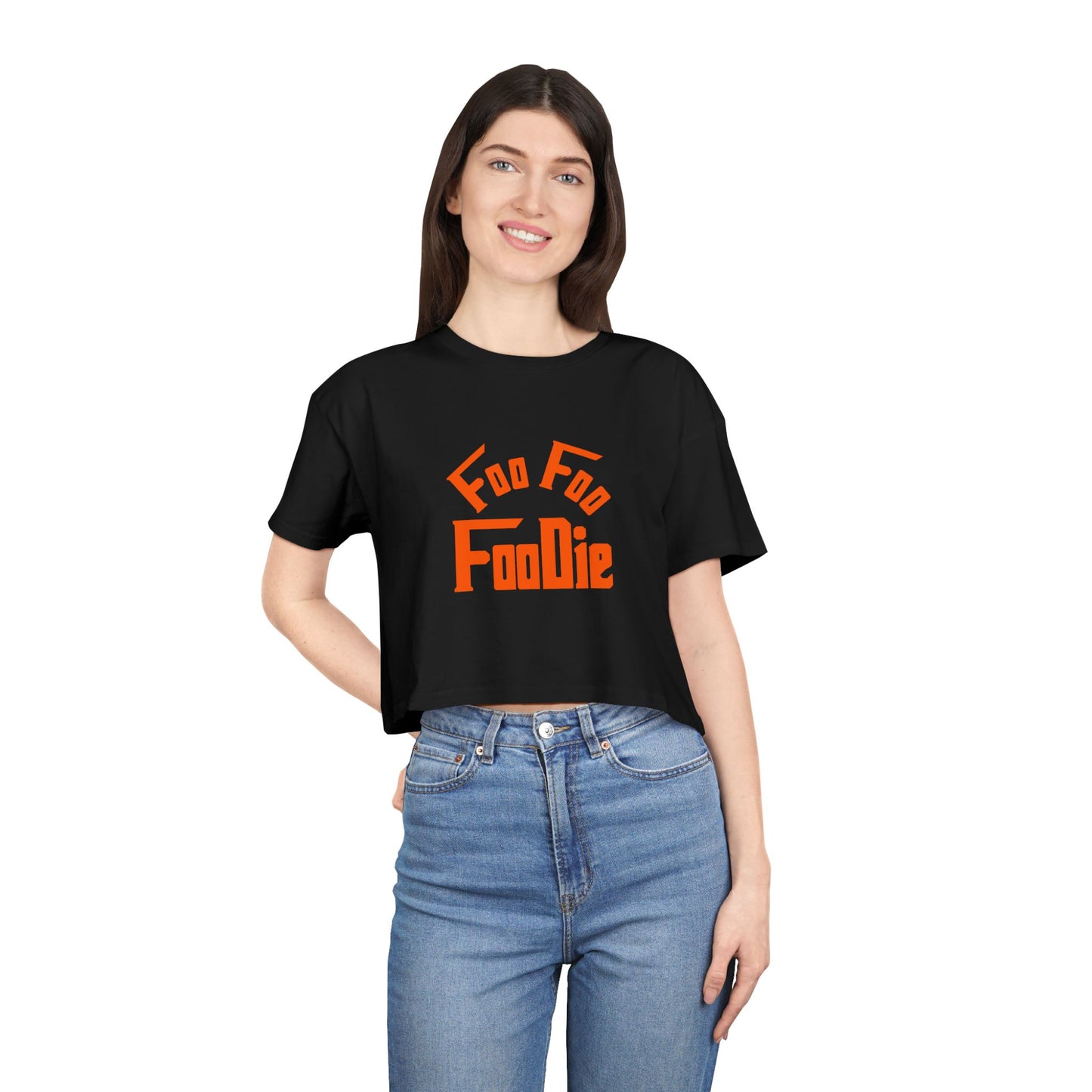 L.O.E.F FOO FOO FOODIE Women Crop Tee(Neon Orange)