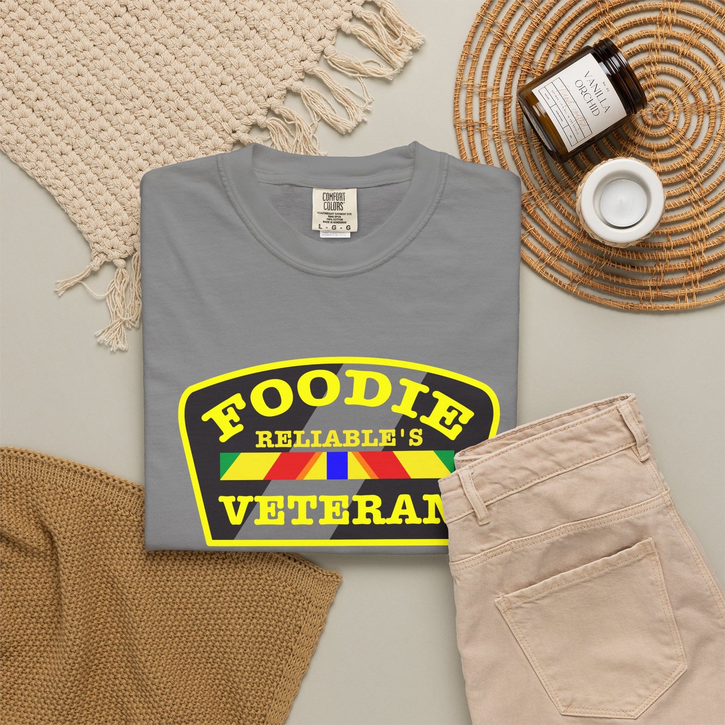L.O.E.F Foodie Veteran RELIABLE'S Unisex Tee Shirt (Yellow)