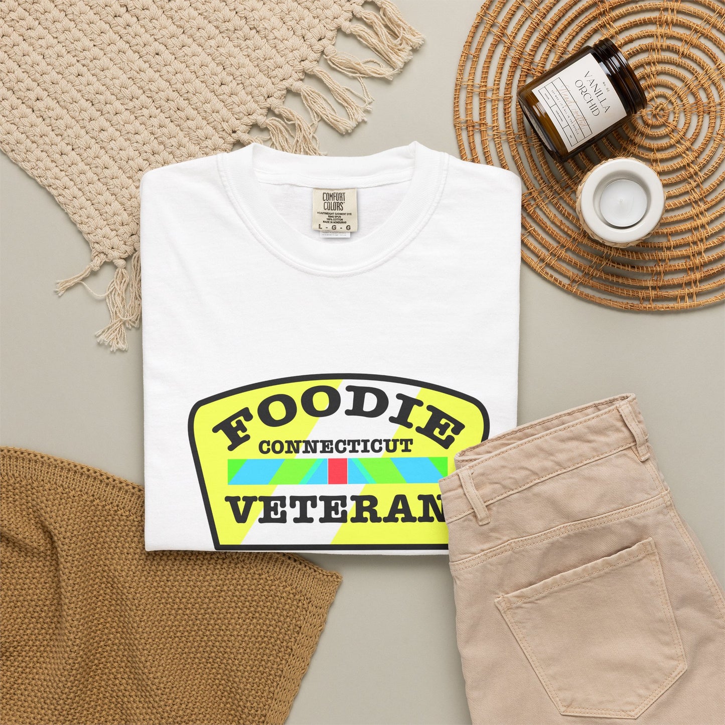 L.O.E.F Foodie Veteran CONNECTICUT Unisex Tee Shirt (Yellow)