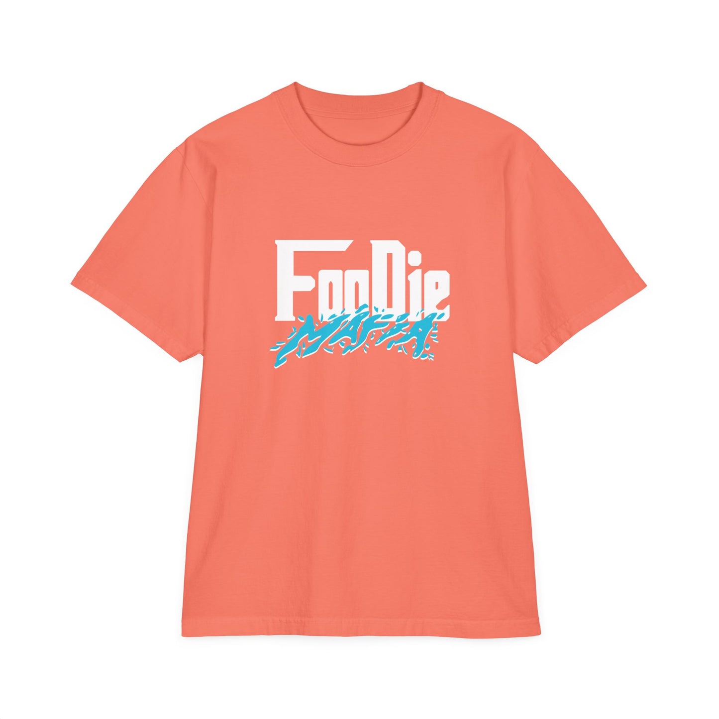 L.O.E.F White Foodie Mafia Unisex Tee shirt (Aqua Blue)