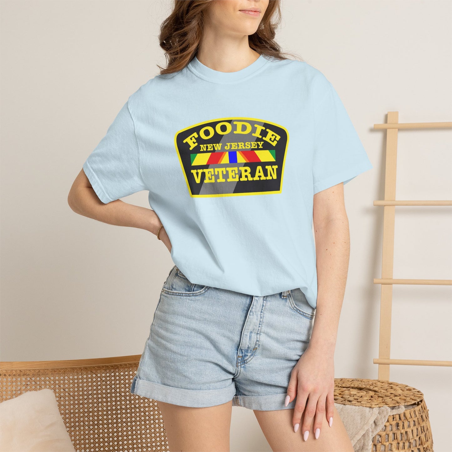 L.O.E.F Foodie Veteran NEW JERSEY Unisex Tee Shirt (Yellow)