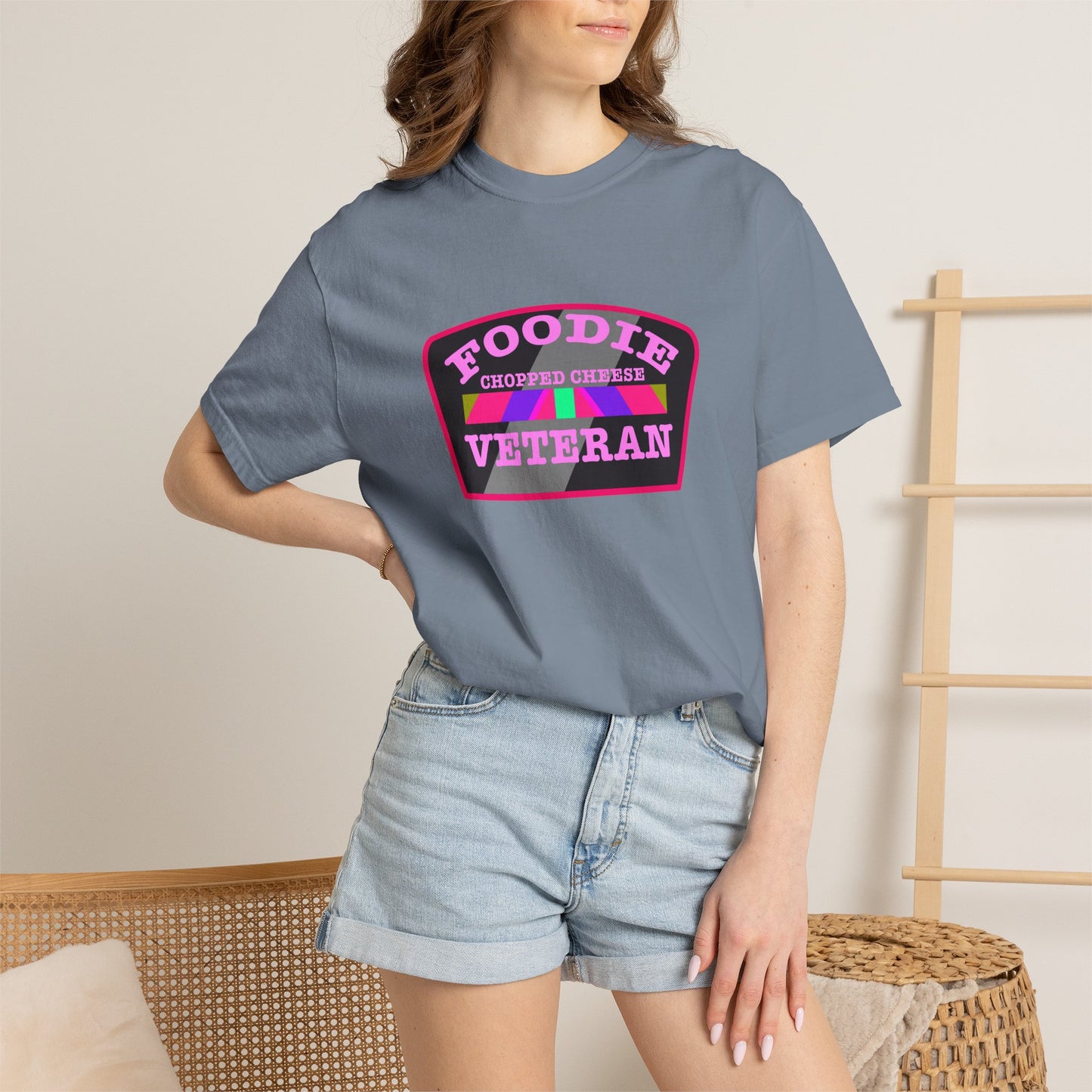 L.O.E.F Foodie Veteran Chopped Cheese Unisex Tee Shirt (Pink)