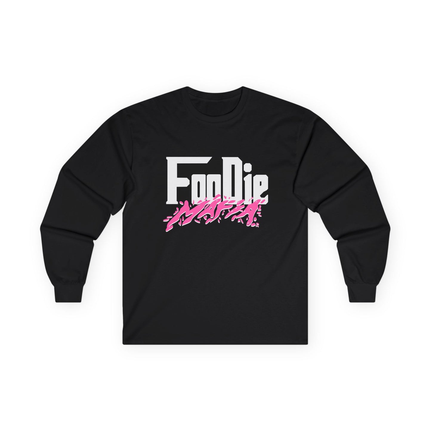 L.O.E.F White Foodie Mafia Unisex Long Sleeve Tee (Hot Pink)