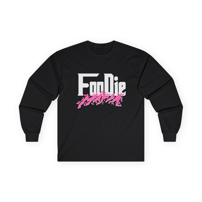 L.O.E.F White Foodie Mafia Unisex Long Sleeve Tee (Hot Pink)