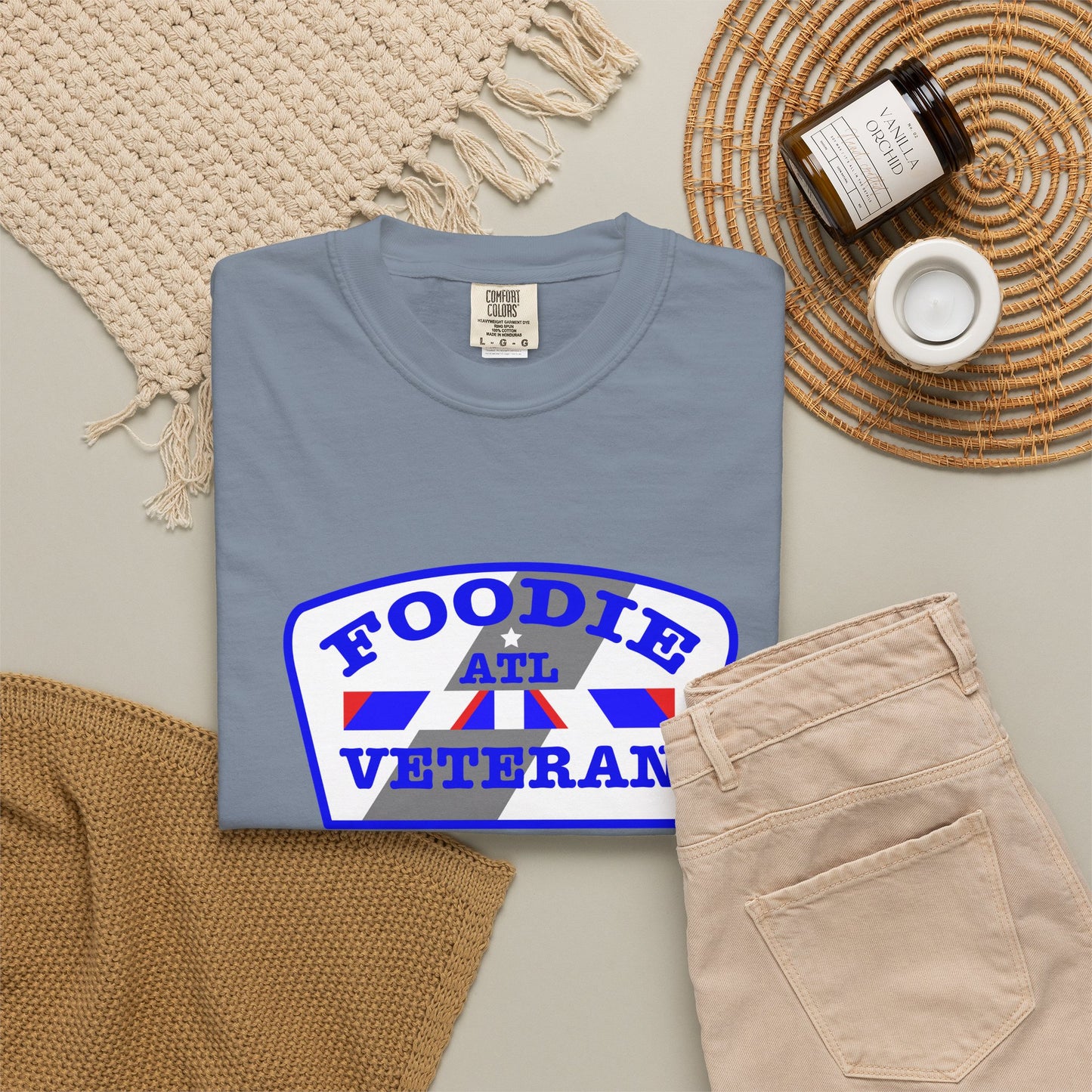 L.O.E.F Foodie Veteran ATL Unisex Tee Shirt (Blue)