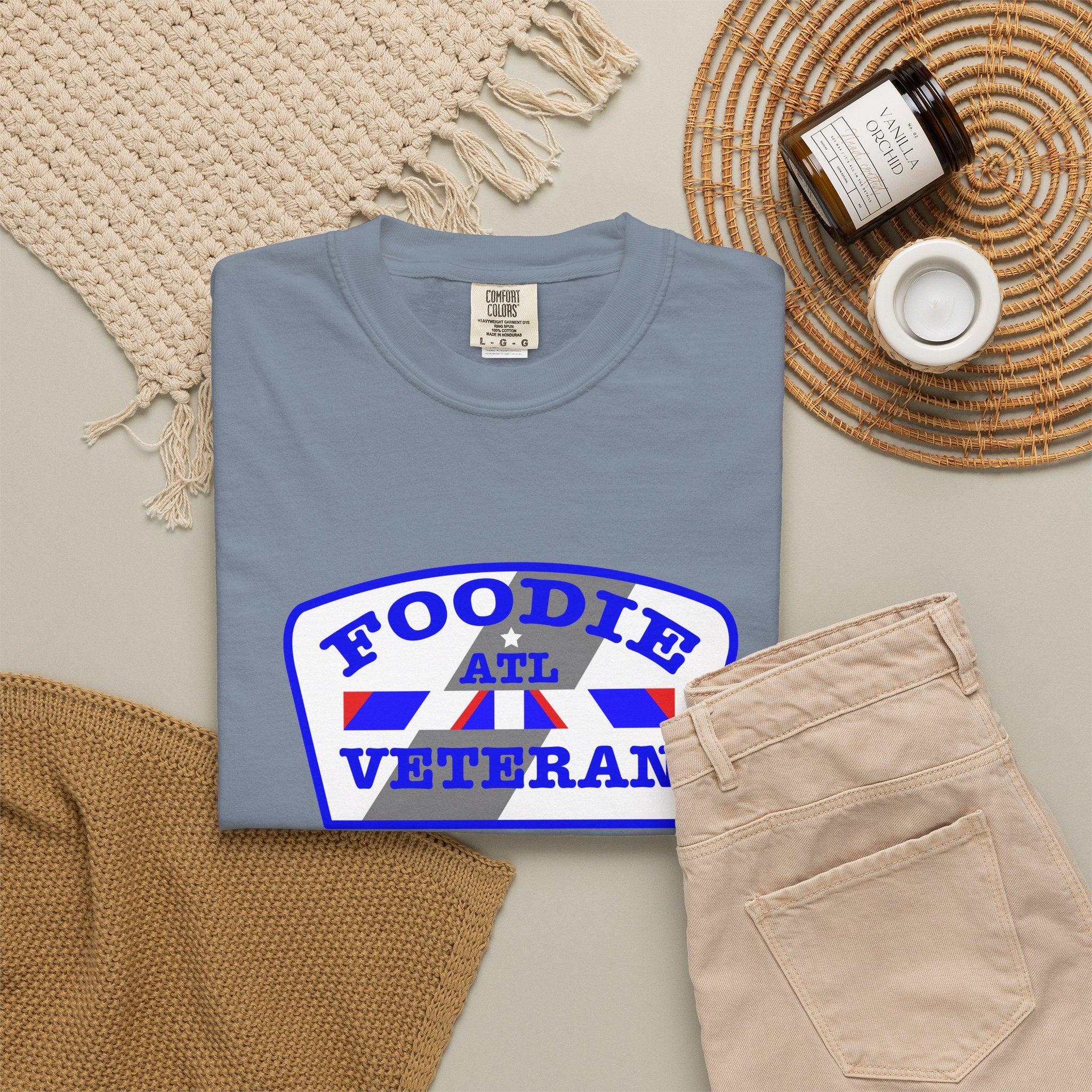 L.O.E.F Foodie Veteran ATL Unisex Tee Shirt (Blue)