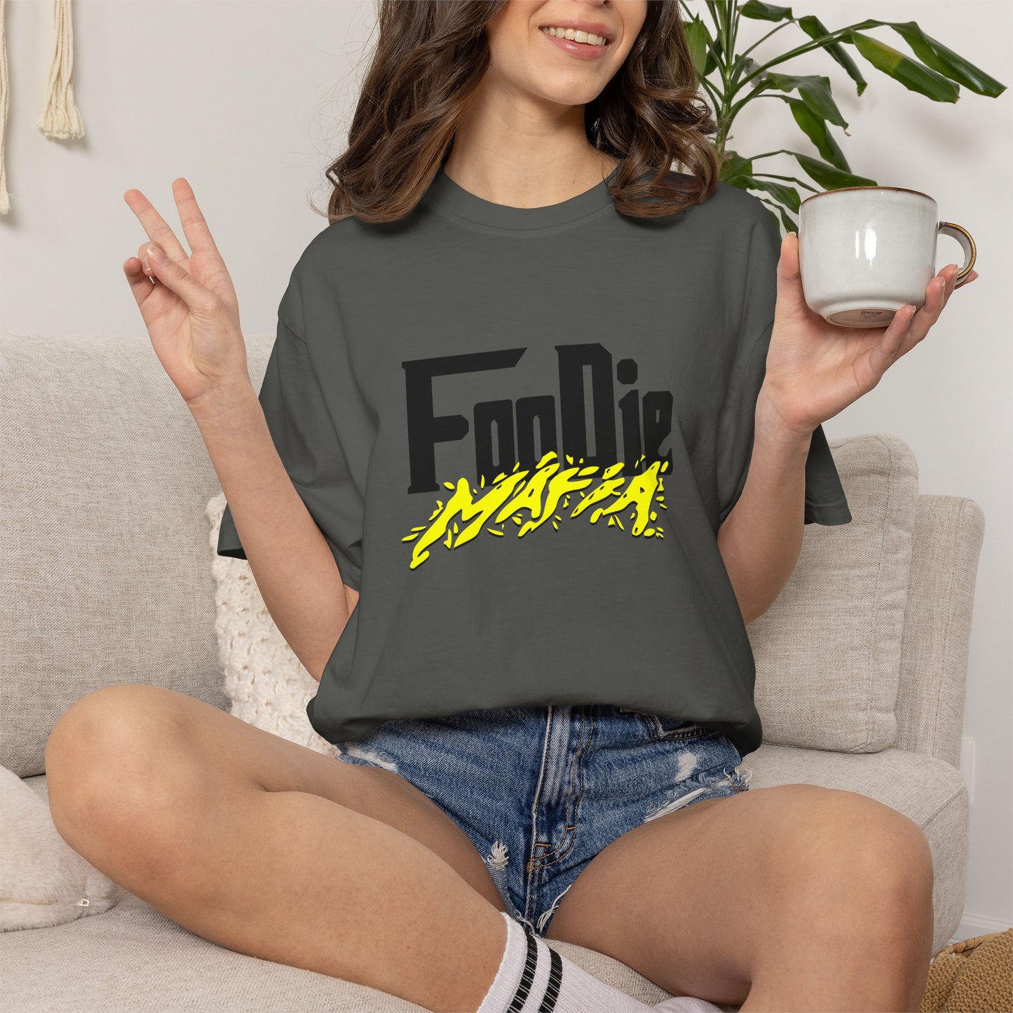 L.O.E.F Foodie Mafia Unisex Tee Shirt (Bright Yellow)